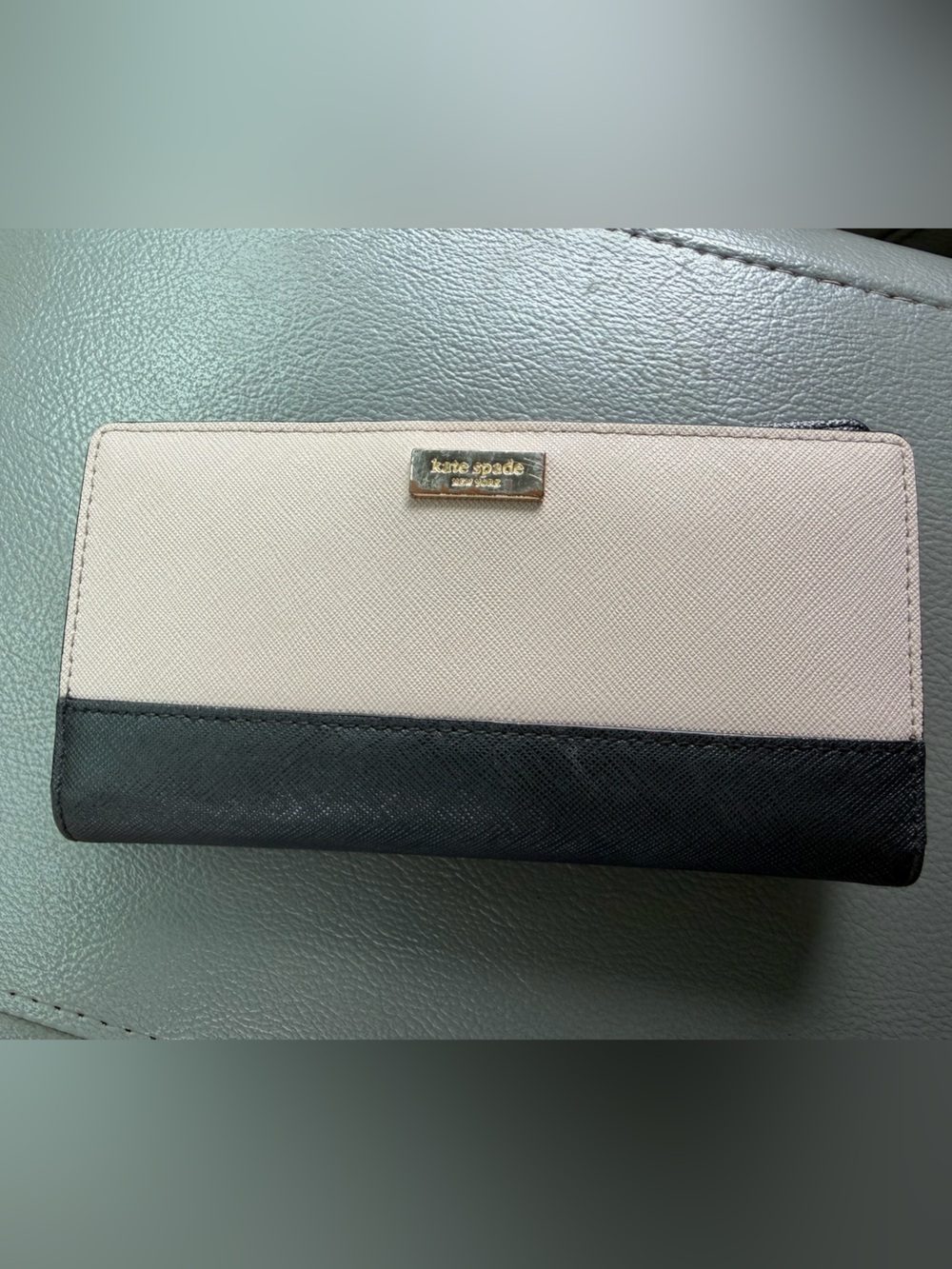 kate spade black and blush bi-color Saffiano wallet